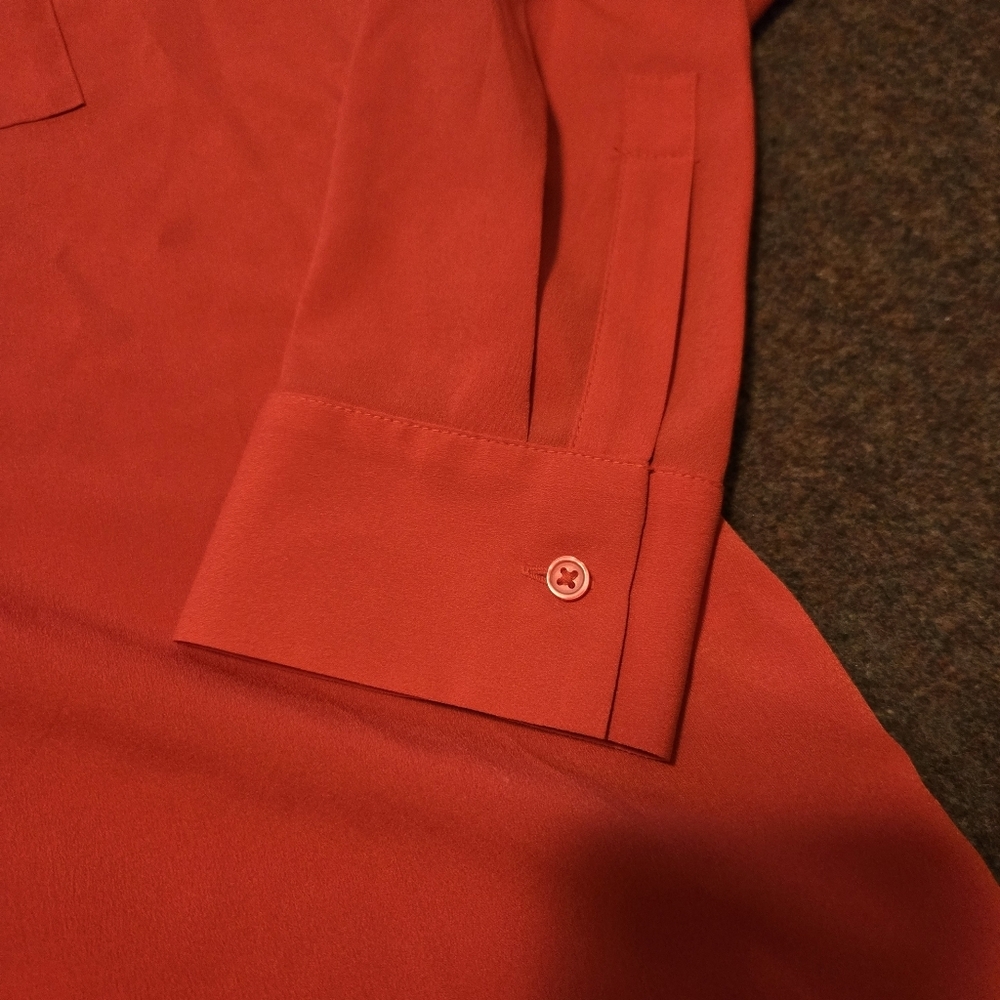Jacklyn Smith Long Sleeve Button Up Red Casual Top Size Large 2017 Collection - Picture 5 of 10